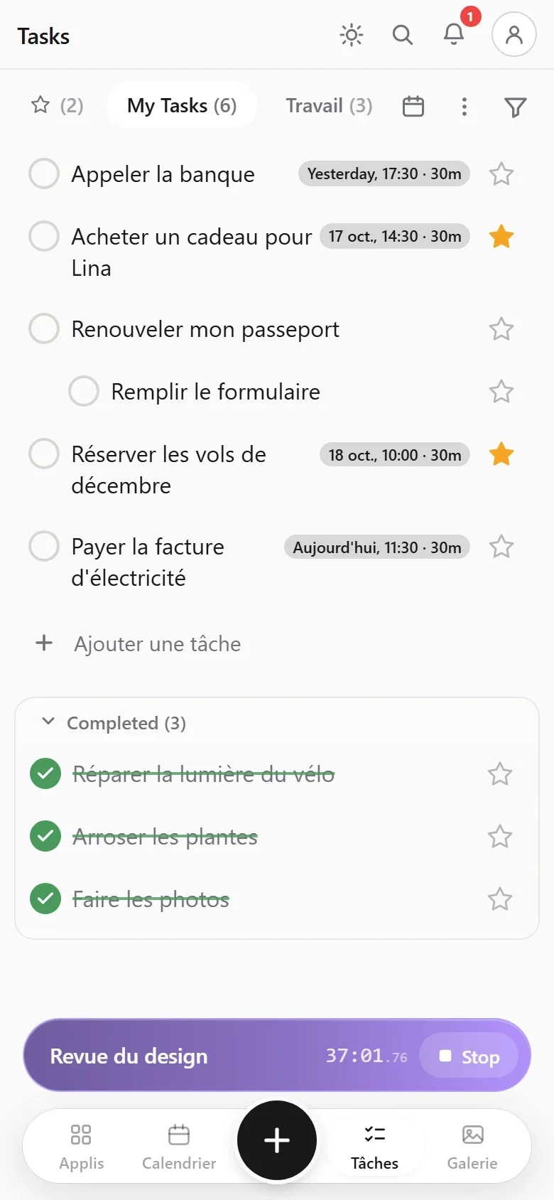 Une liste de tâches sur un téléphone