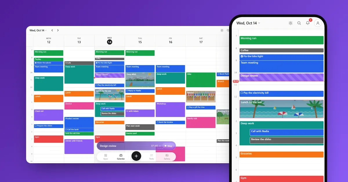 A week on a computer and a day on a phone, with a timer running
